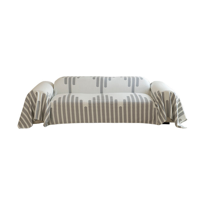 Customizable sofa cover and furniture throw made of cotton-linen with jacquard structure Stornfield