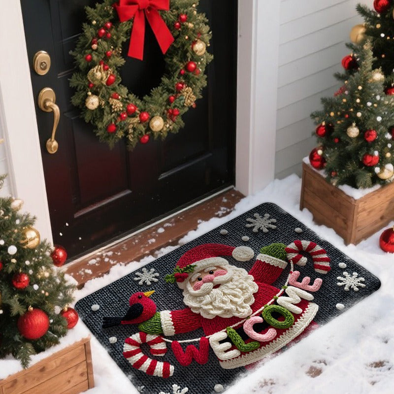 Festive Truck-Themed Door Mat