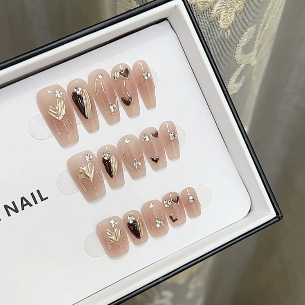 Artistic Floral Nail Art Set with Rhinestones Stornfield