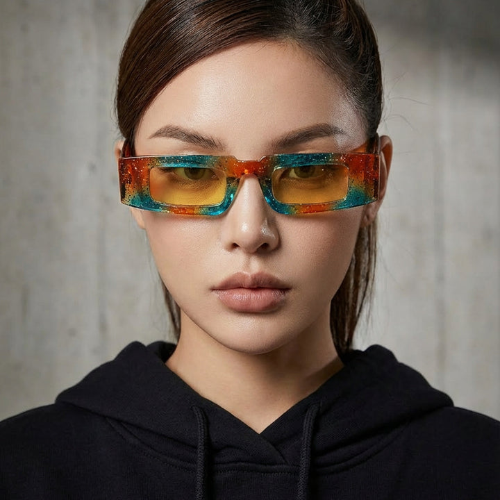 Women's fashionable geometric sunglasses with transparent frame and polarized lenses Stornfield