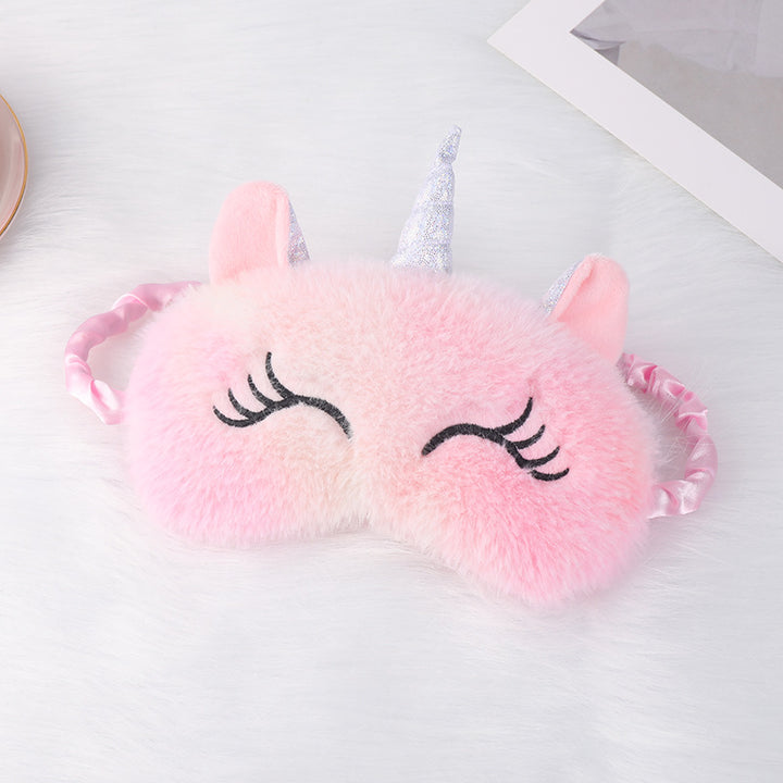 Ladies nan cozy unicorn sleep mask with embroidered eyelashes, soft plush and elastic ruffled ribbon Stornfield