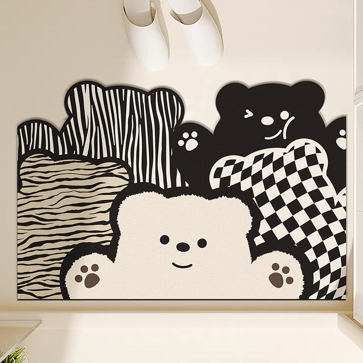 Cute Bear-Themed Welcome Mat for Home Entryway