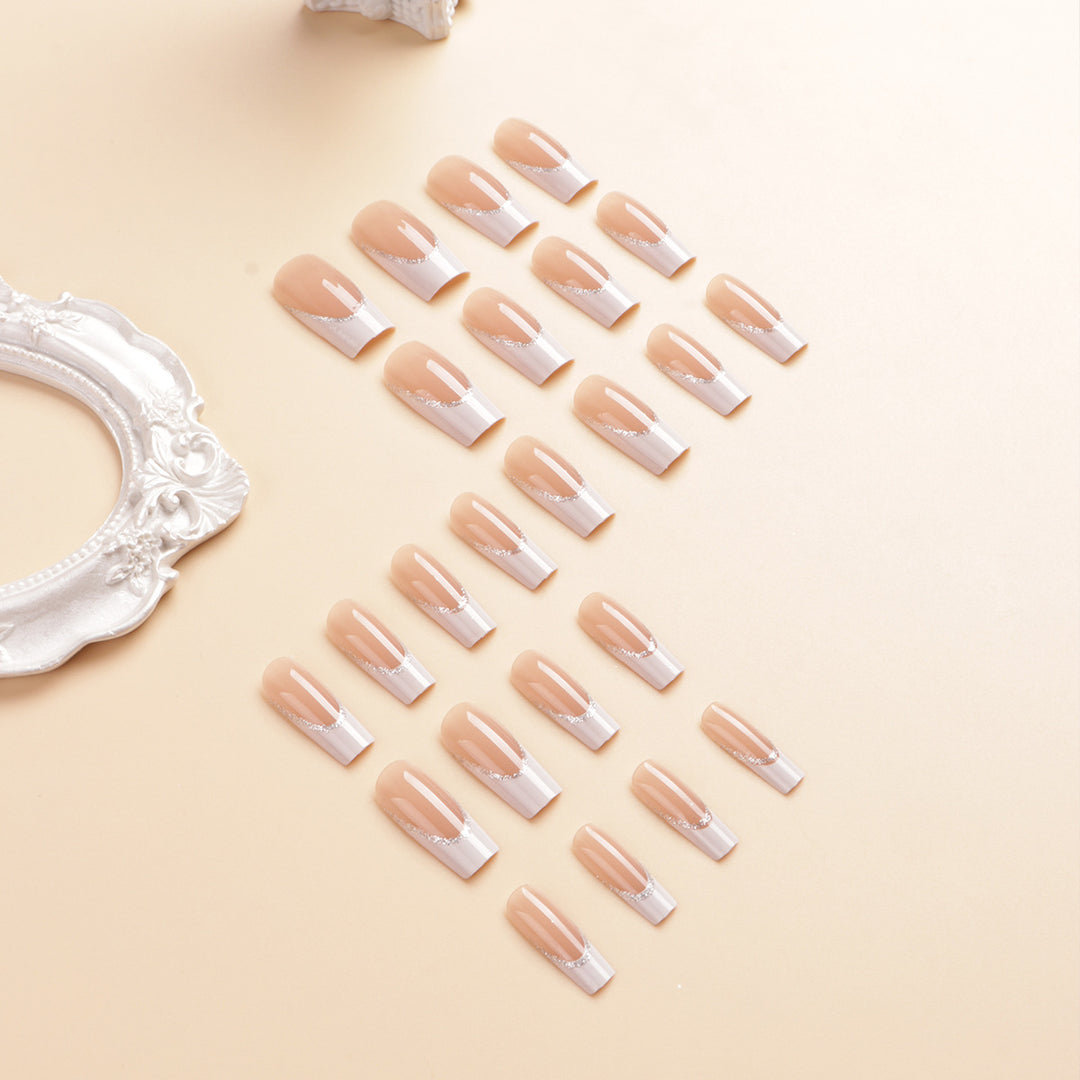 Decorative French Tip Press-On Nail Set Stornfield