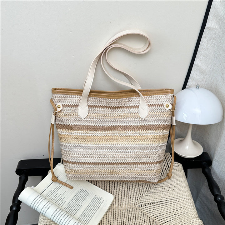 Striped Woven Tote Bag