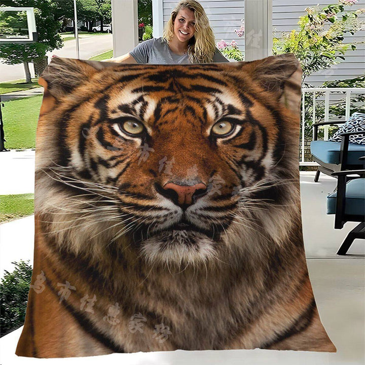 Tiger Print Plush Throw Blanket