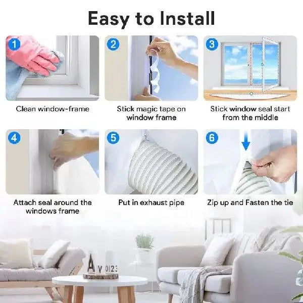 Unisex One Size Adjustable Window Ventilation Adapter Kit for Portable Air Conditioners with Zipper Fabric Panel and Hook and Loop Tape Stornfield