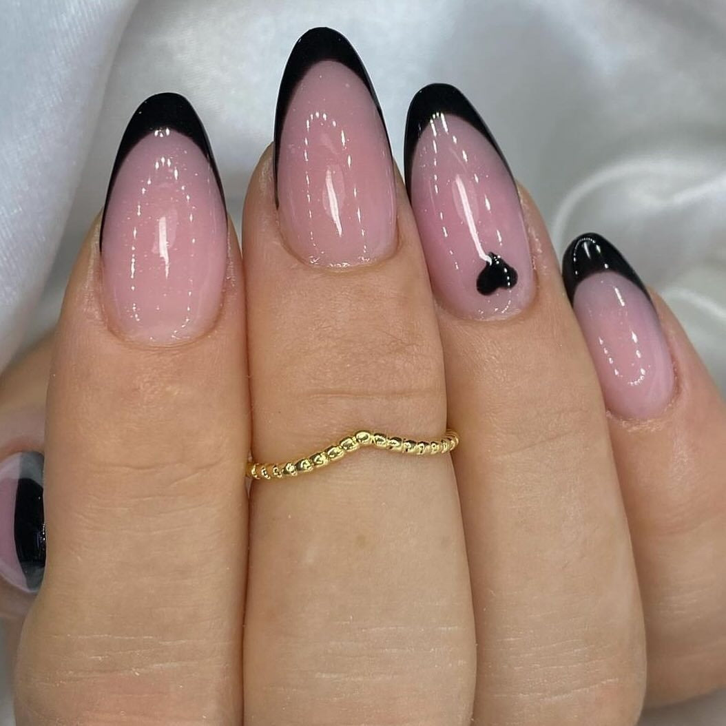 Elegant Stiletto Press-On Nail Tips with Heart Accents