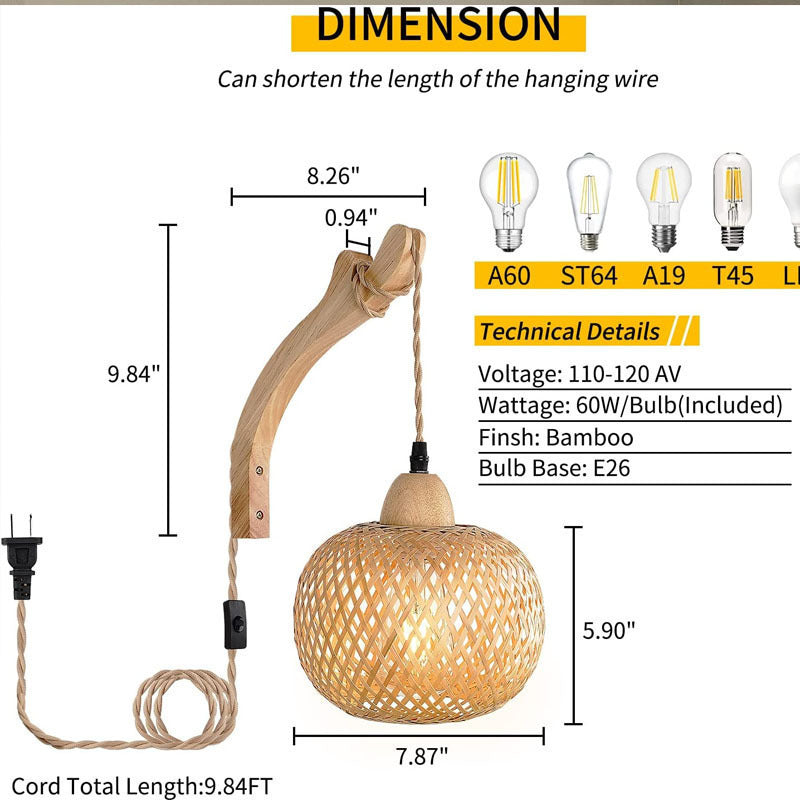 Bamboo Pendant Light Fixture