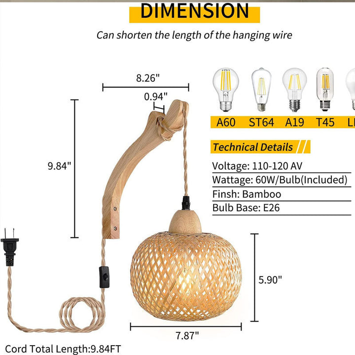 Bamboo Pendant Light Fixture
