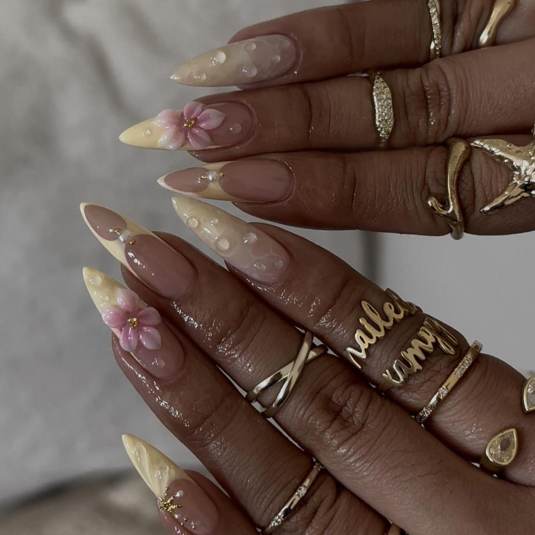 Artistic Floral Stiletto Nail Enhancements Stornfield