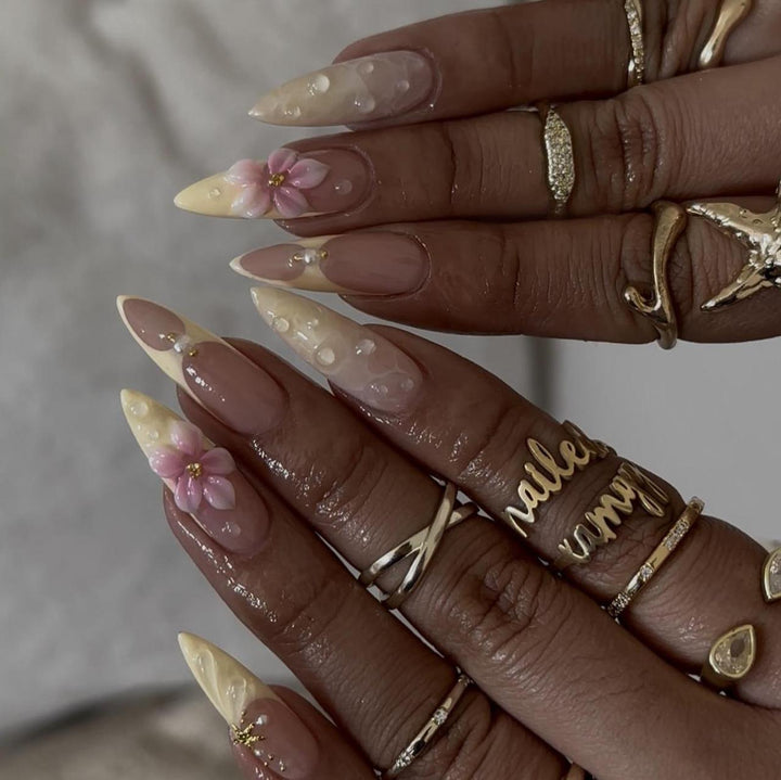 Artistic Floral Stiletto Nail Enhancements Stornfield