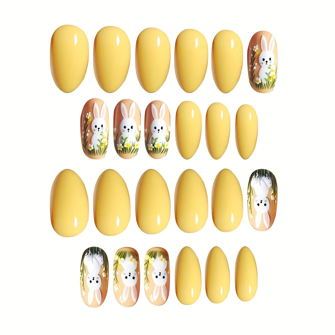 Artistic Bunny-Themed Press-On Nail Art Set Stornfield