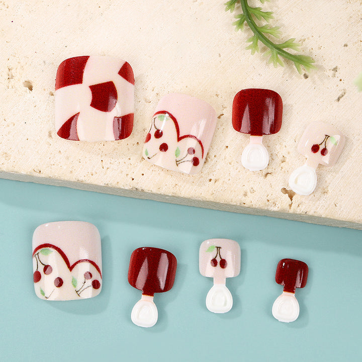 Artificial nails with fresh cherry design Stornfield