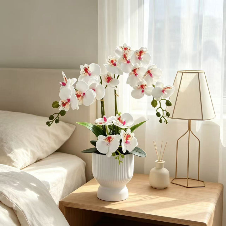 Lifelike Orchid Plant Arrangement for Tabletop Decor