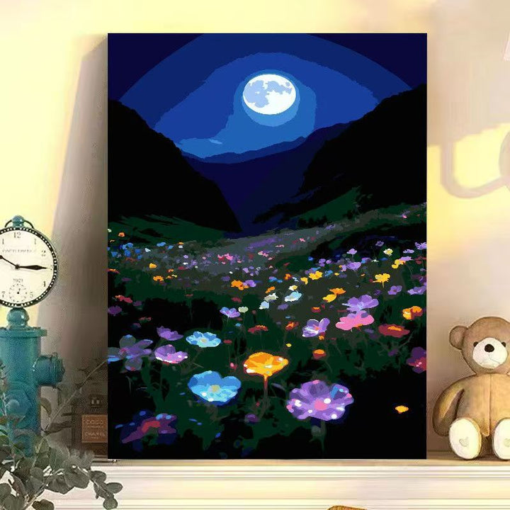 Nighttime Floral Landscape Canvas Art Stornfield