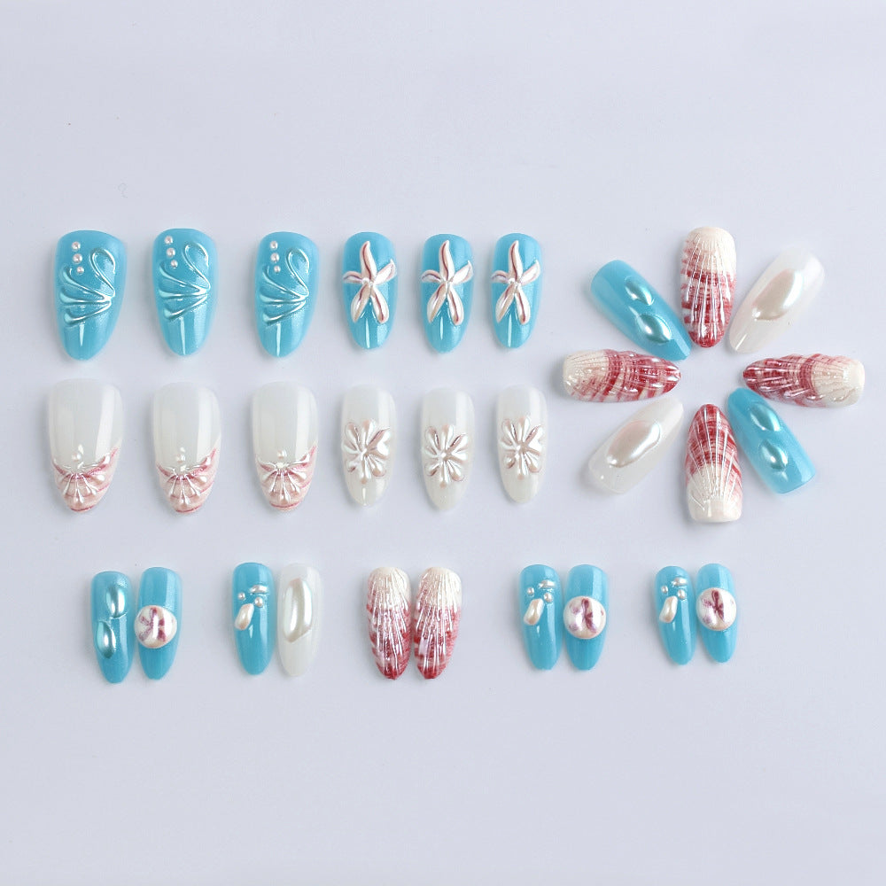Ocean-Inspired Gel Nail Art Set Stornfield