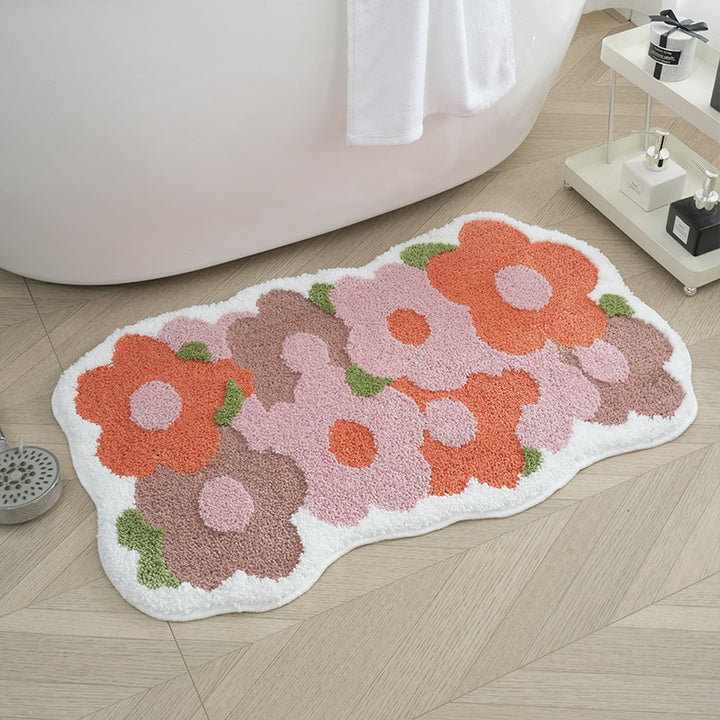 Floral Design Bathroom Mat