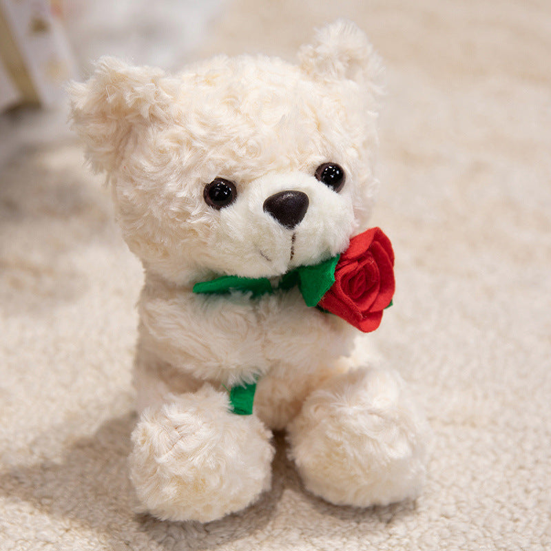 Plush Christmas Teddy Bear with Santa Hat and Knit Scarf Holiday Huggable Stuffed Toy Stornfield
