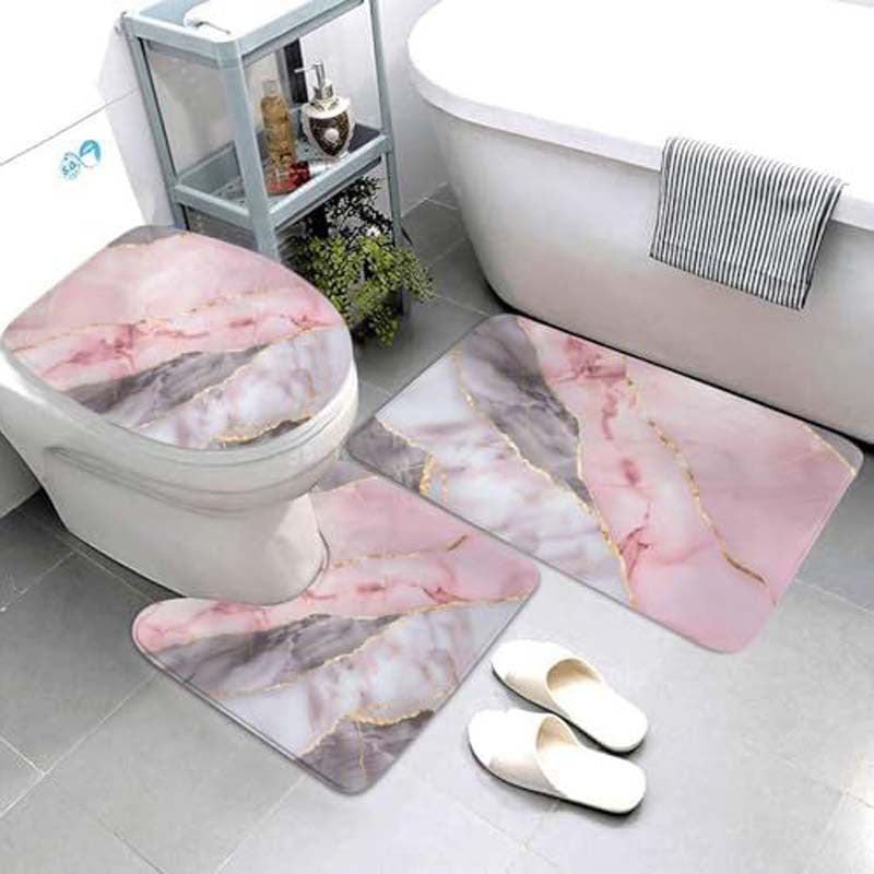 Geometric Pattern Bathroom Mat Set