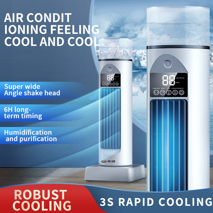 Cooling oscillating tower humidifying fan with LED display and remote Stornfield