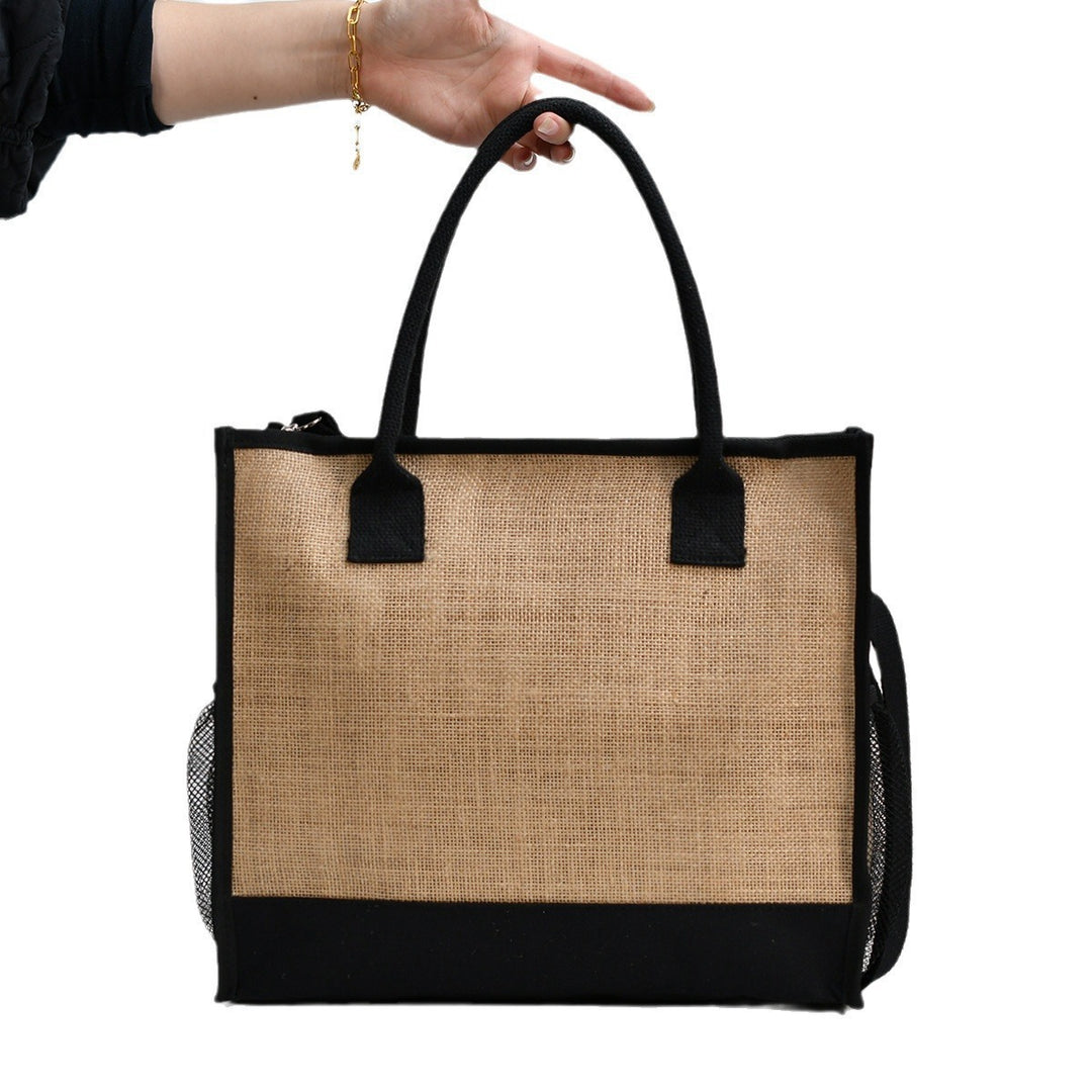 Spacious shopping bag made of sturdy jute with mesh side pockets Stornfield