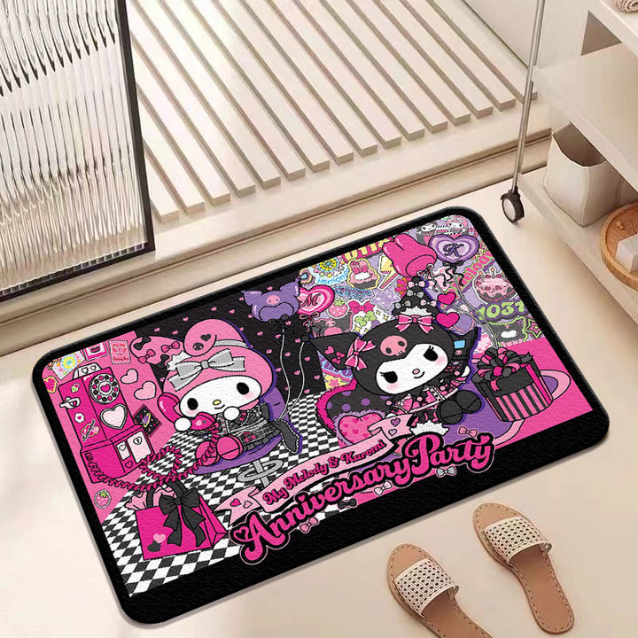 Cartoon-Themed Anniversary Celebration Floor Mat