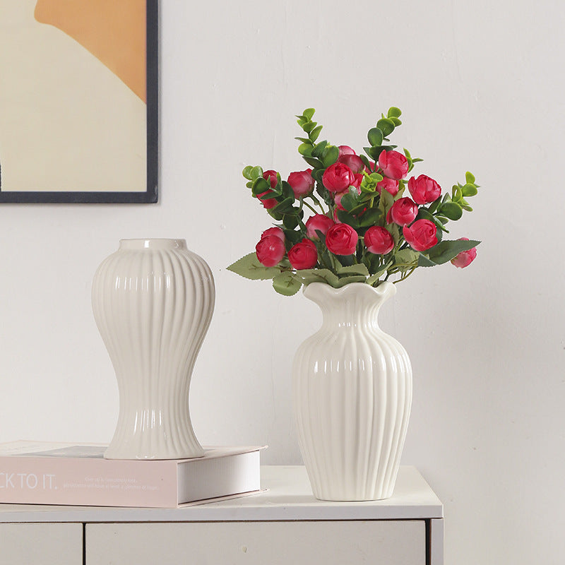 Elegant Ribbed Ceramic Flower Vase Stornfeild 1790310309