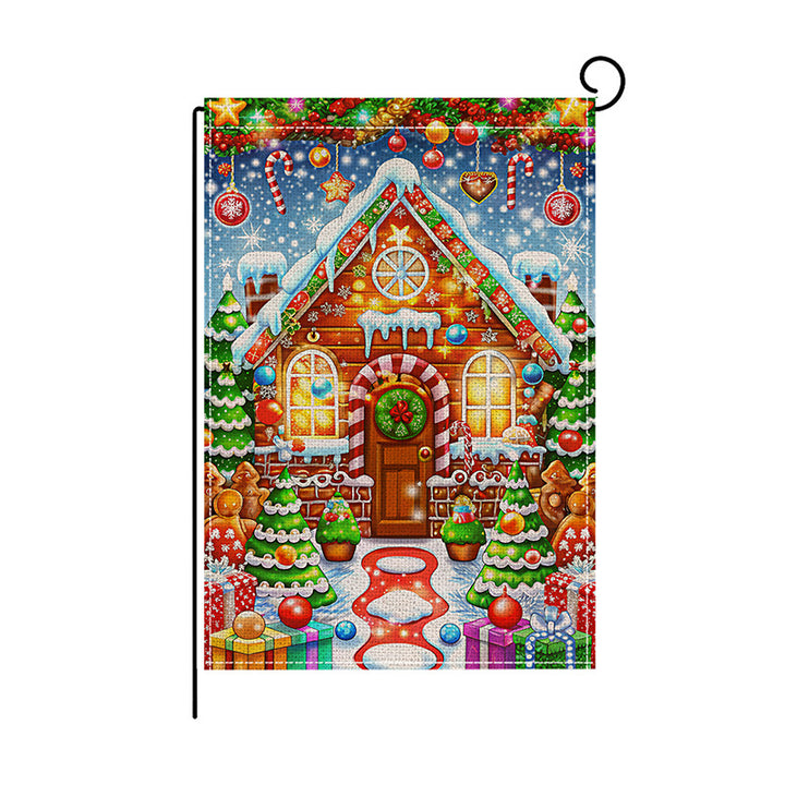 Outdoor Decorative Garden Flag Winter Lantern Poinsettia Design