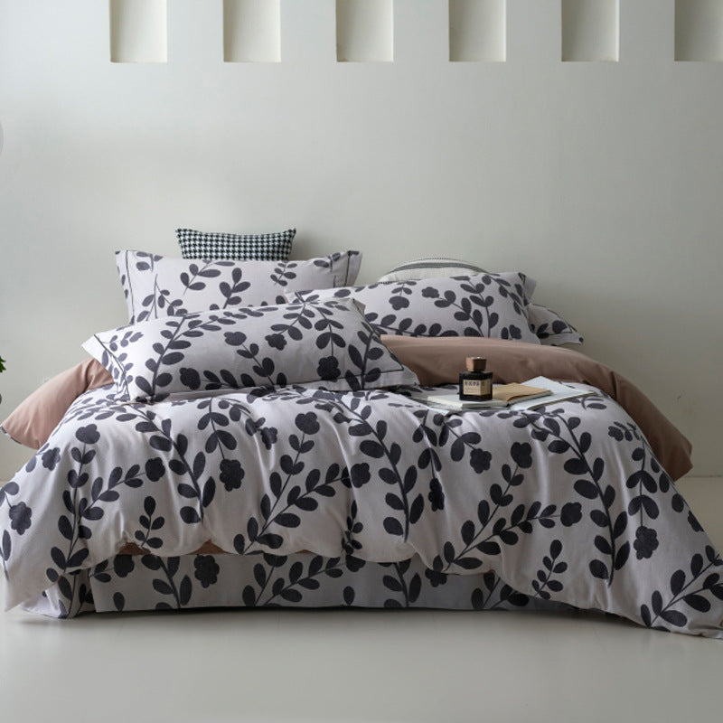 Bedding set made of cotton percale with geometric check pattern, breathable and easy to iron