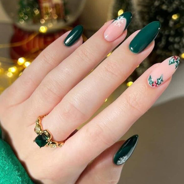 Artistic Stiletto Press-On Nails with Holiday Design Stornfield