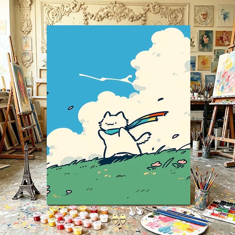 Playful Cat Illustration Art Print Stornfield