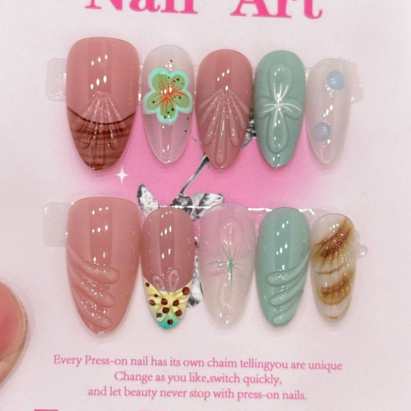 Artistic Floral Press-On Nail Set