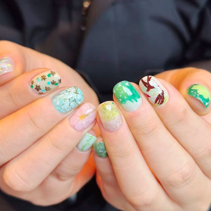 Artistic Cat-Themed Press-On Nail Art Set Stornfield