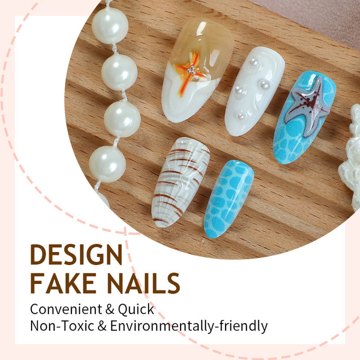 Nail set with maritime design and playful accents Stornfield