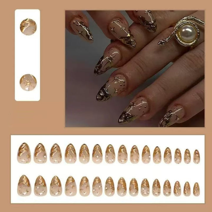 Glamorous artificial nails with starry sky design Stornfield