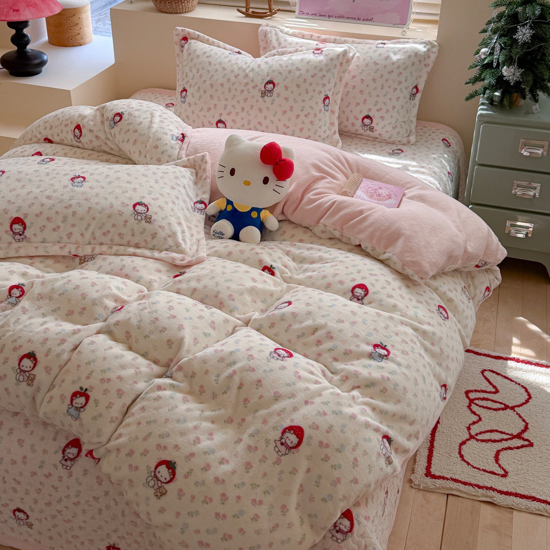 Plush Teddy-Print Reversible Comforter Set