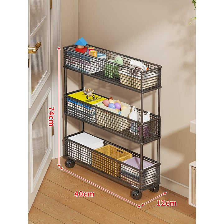 Slim Vertical Mesh Basket Organizer Rack for Narrow Spaces