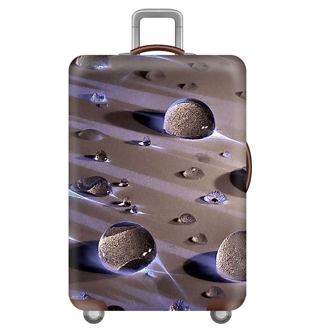 Unisex large hard shell suitcase with sturdy trolley handle and elastic motif protective cover superhero design Stornfield