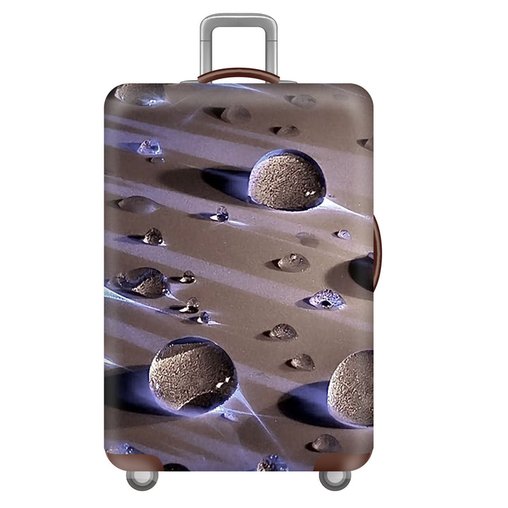 Unisex large hard shell suitcase with sturdy trolley handle and elastic motif protective cover superhero design Stornfield