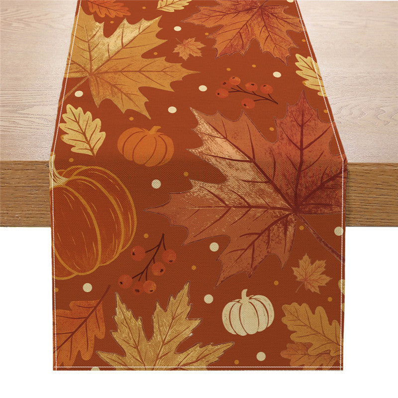 Autumn Football Print Cotton-Linen Table Runner