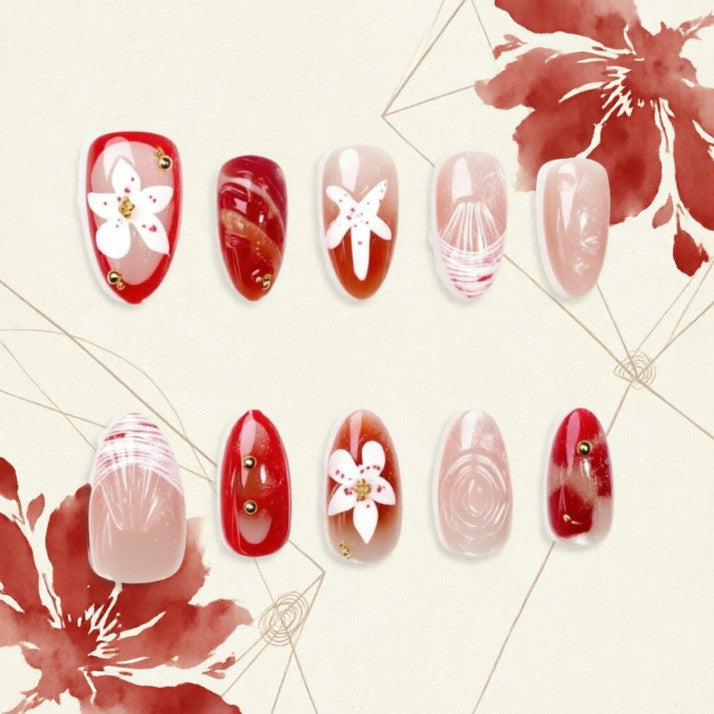 Artificial nails with floral designs Stornfield