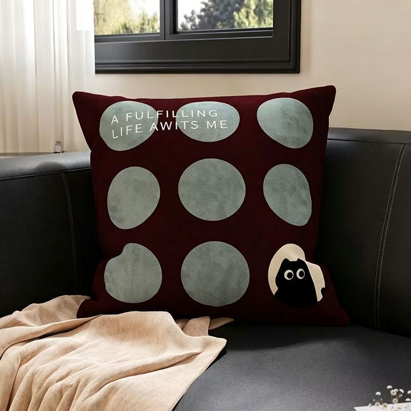 Whimsical Cat-Themed Decorative Throw Pillow