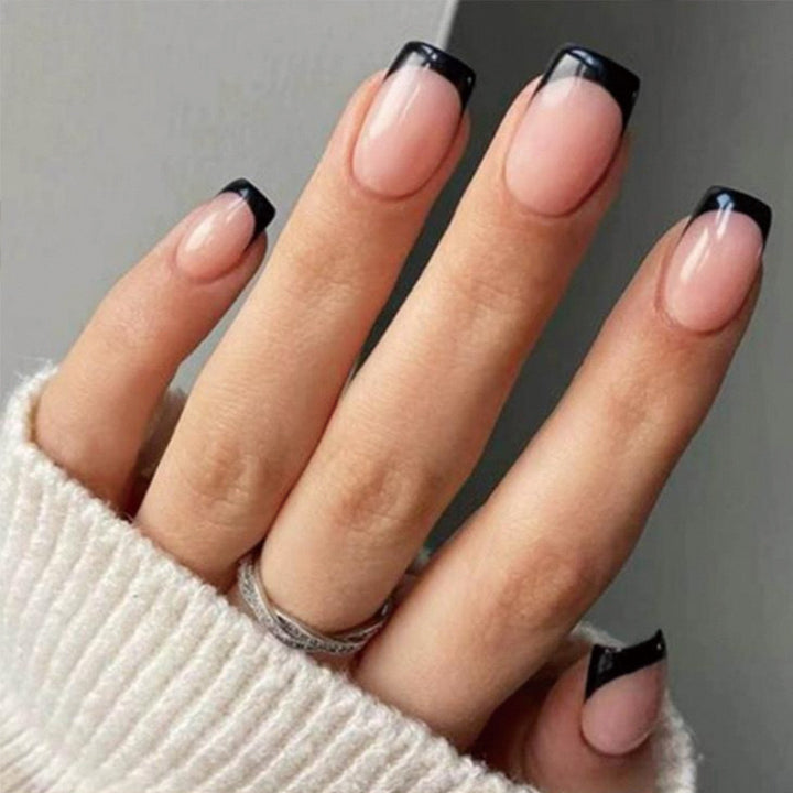 Acrylic nail set with elegant French tips and matte finish Stornfield