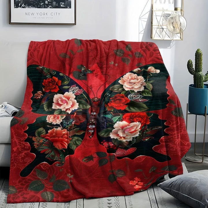 Fluffy Butterfly Print Fleece Blanket