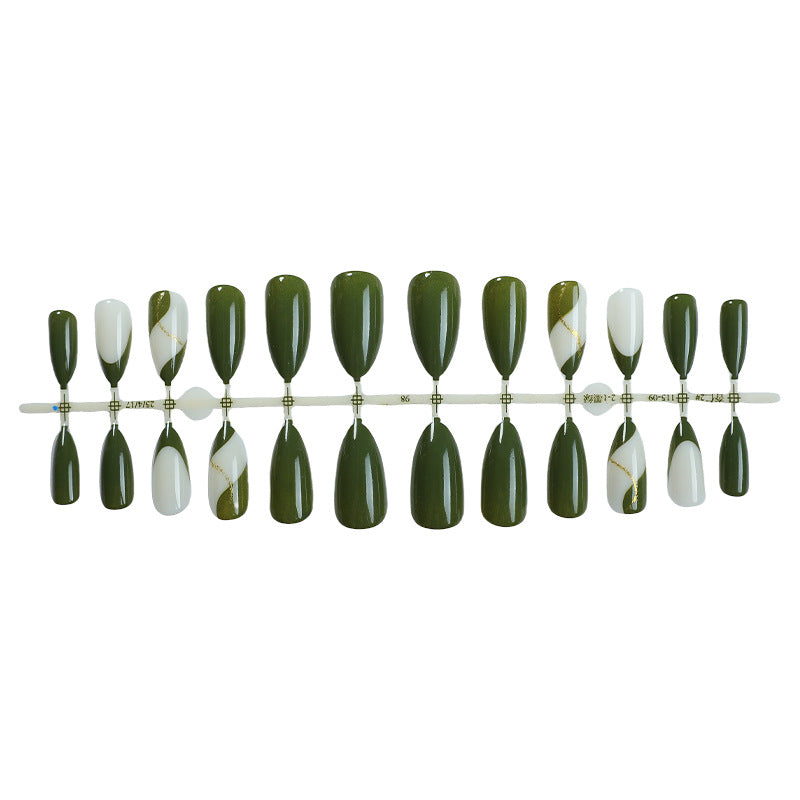 Artistic Press-On Nail Set with Elegant Geometric Design Stornfield