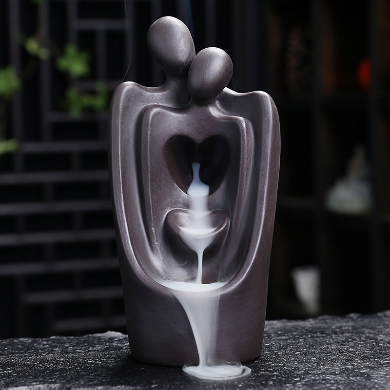Artistic Couple Figurine Waterfall Incense Holder