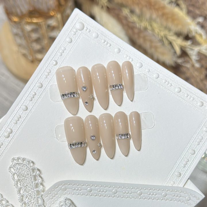 Elegant Stiletto Press-On Nail Set with Diamond Accents Stornfield