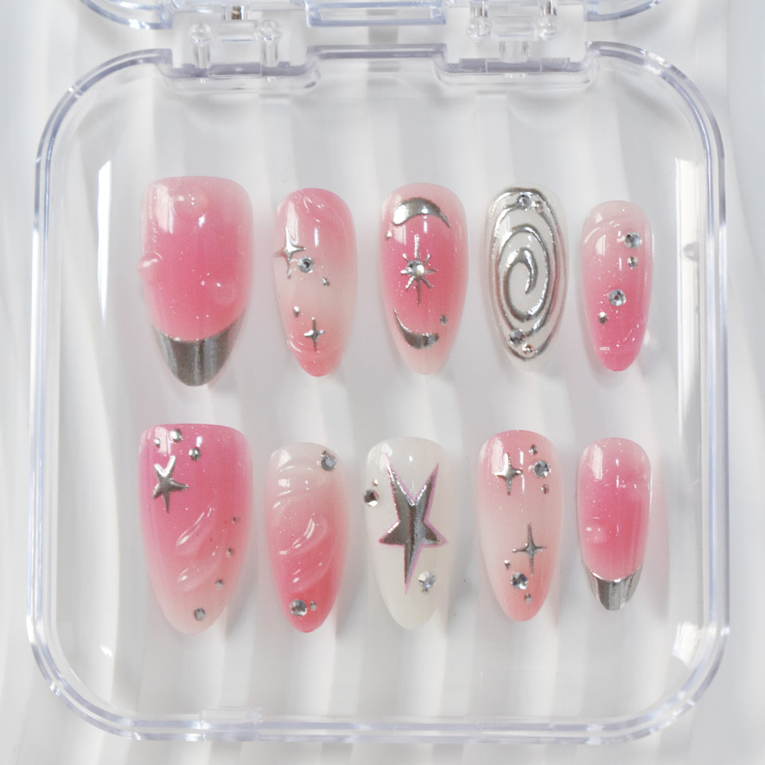 Artistic Star-Embellished Press-On Nail Design Stornfield