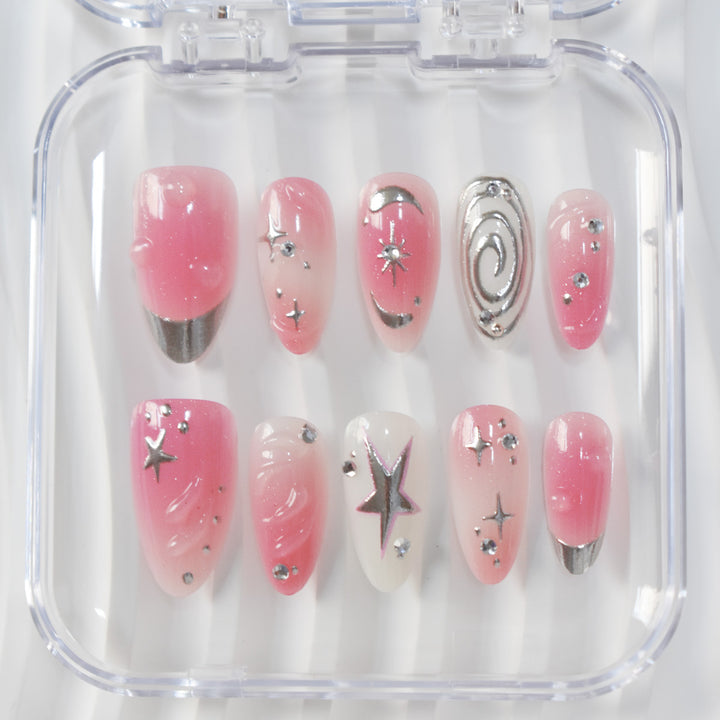 Artistic Star-Embellished Press-On Nail Design Stornfield