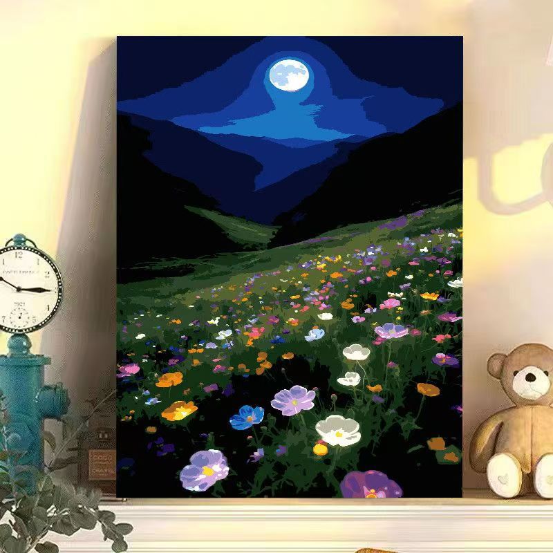 Nighttime Floral Landscape Canvas Art Stornfield